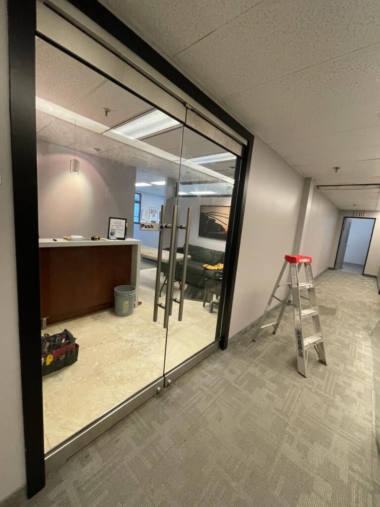 glass partition installation